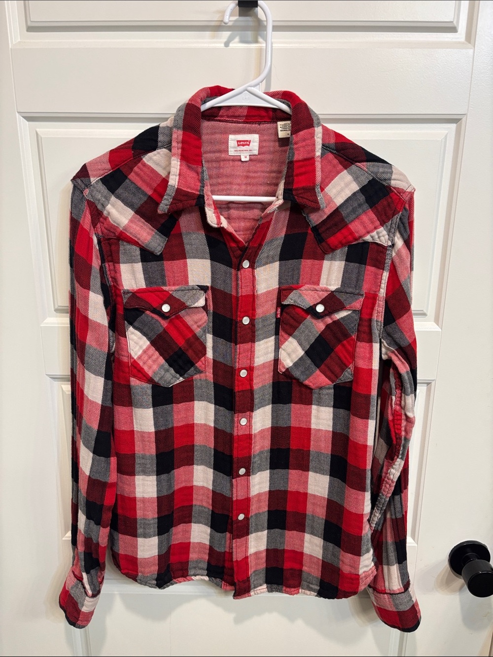 Levi's Red Black and White Plaid Western Shirt